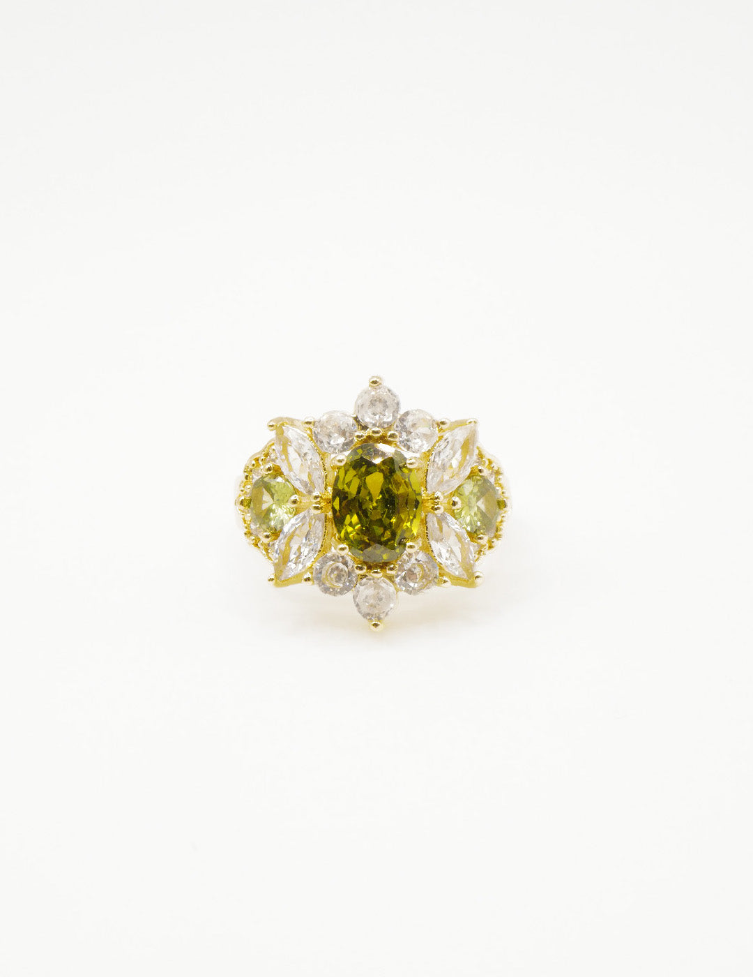 Golden Olive Bloom Open Ring