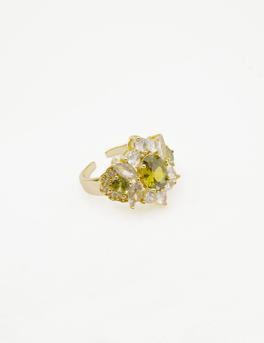 Golden Olive Bloom Open Ring