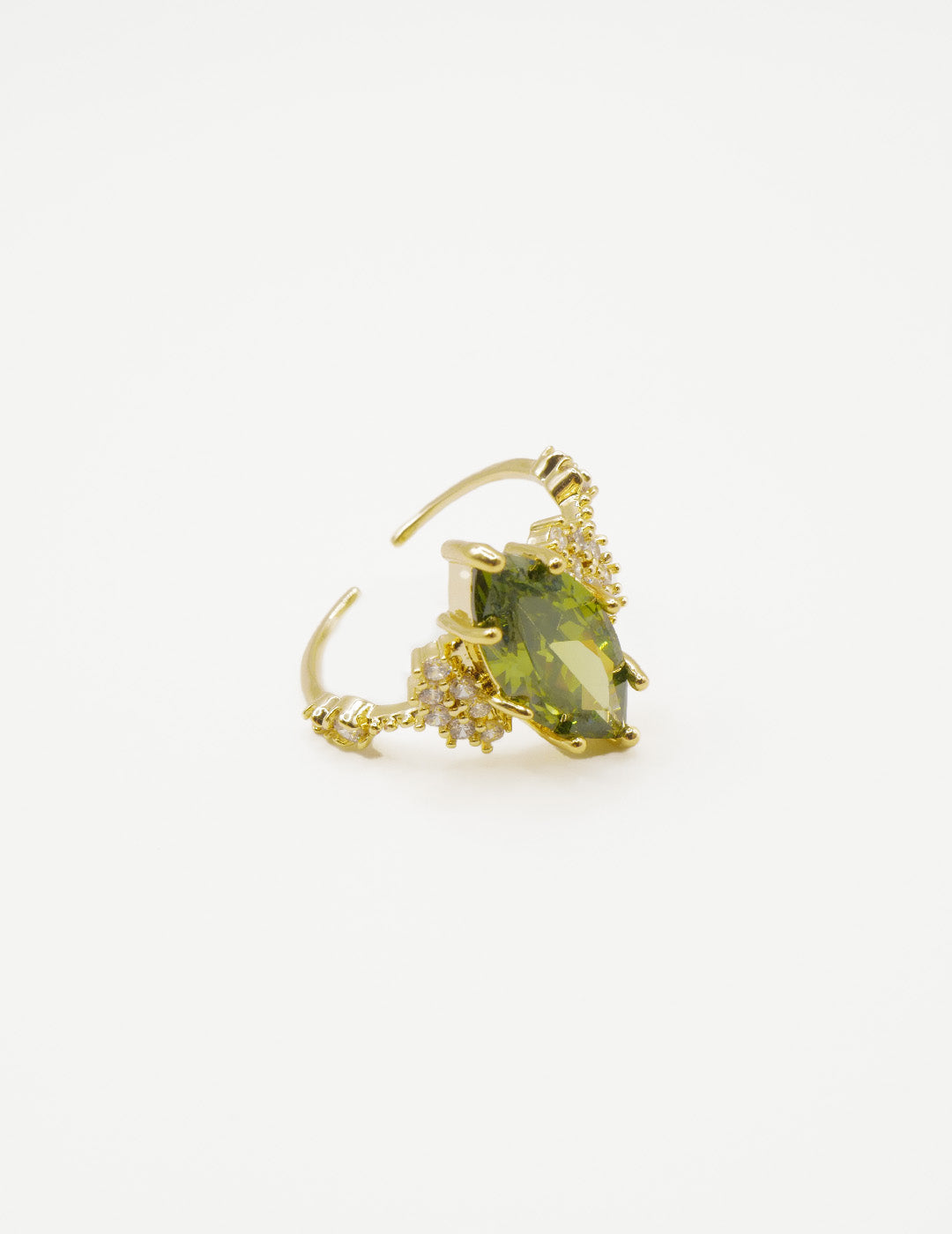 Golden Olive Bloom Open Ring