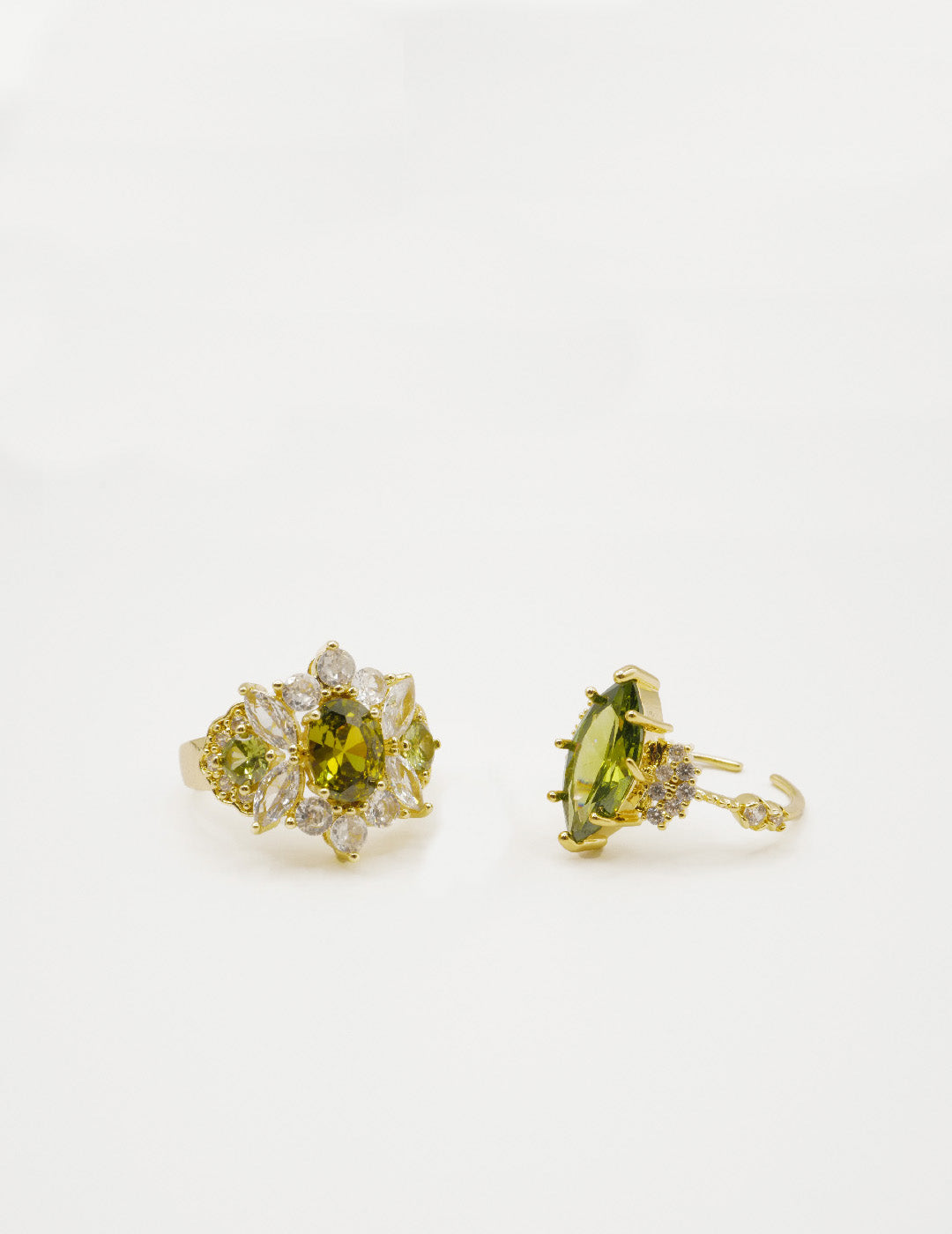 Golden Olive Bloom Open Ring