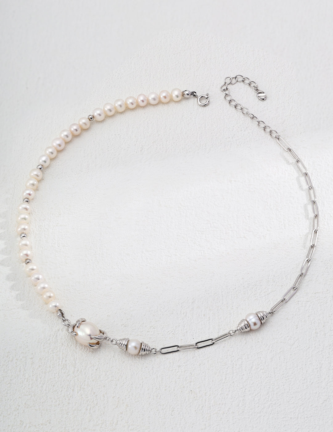 Topo Revive Asymmetrical Pearl and Sterling Silver Necklace