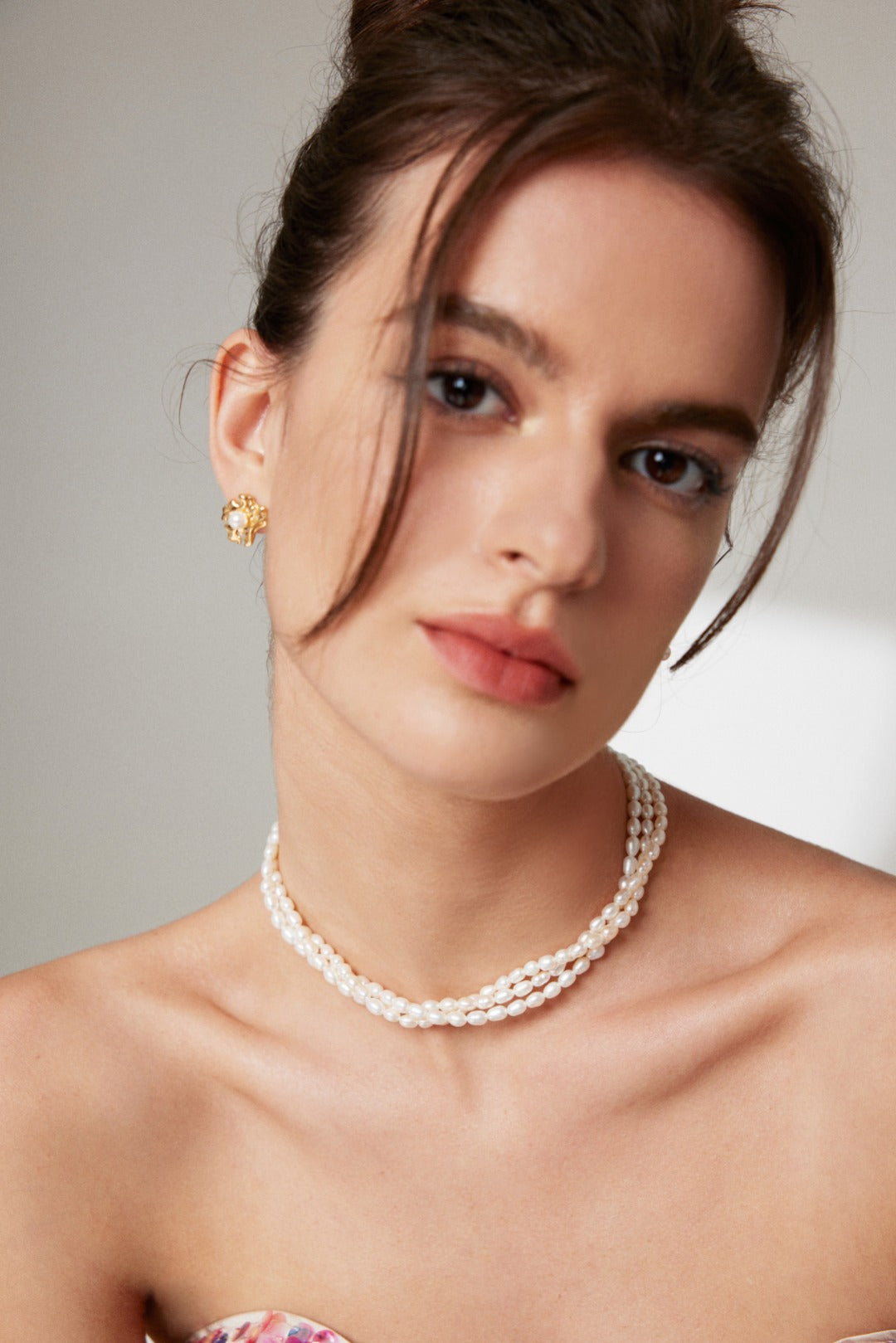 Topo Revive Baroque-Style Layered Rice Pearl Necklace