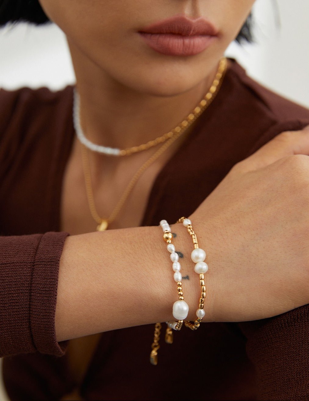 Topo Revive Irregular Pearl Golden Glow Pearl Bracelet