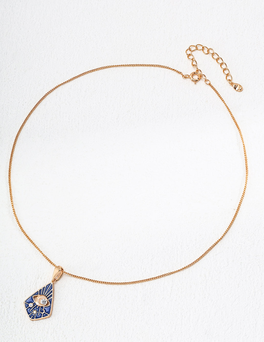Vintage Style Blue Enamel Zircon Necklace