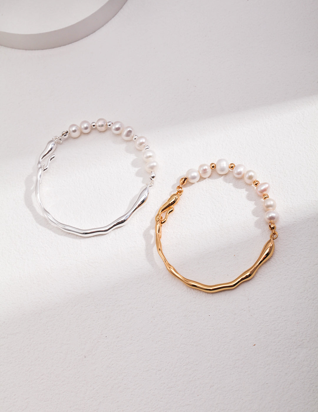 Liquid Flow Sterling Silver Pearl Bracelet