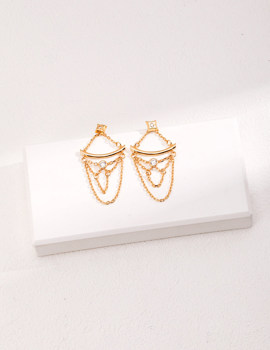 Layered Chain Draped Earrings