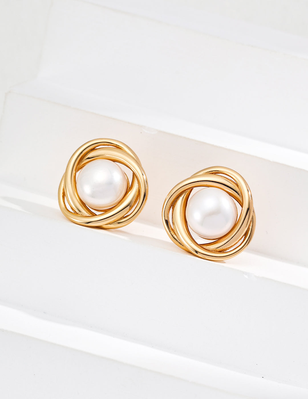 S925 Silver Natural Pearl Earrings with Intertwined Curves