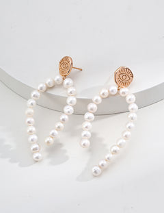 Topo Revive Mystic Eye Pearl Cascading Half Drop Earrings