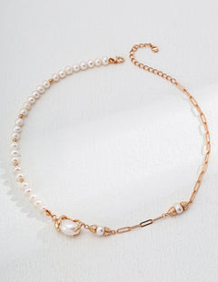 Topo Revive Asymmetrical Pearl and Sterling Silver Necklace