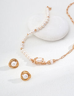 Topo Revive Asymmetrical Pearl and Sterling Silver Necklace