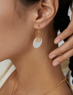 Topo Revive Ethereal Round Mother of Pearl Double-Layered Earring