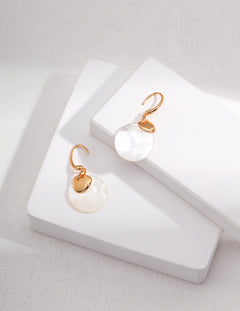 Topo Revive Ethereal Round Mother of Pearl Double-Layered Earring