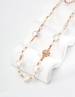 Topo Revive Floral Silver Pearl Necklace