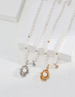 Topo Revive Pearl Coral Blossom Pendant Necklace