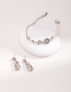 Topo Revive Silver Asymmetrical Pearl Bracelet 