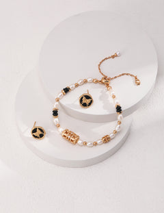 Topo Revive Timeless Elegance Pearl Bracelet with Black Onyx